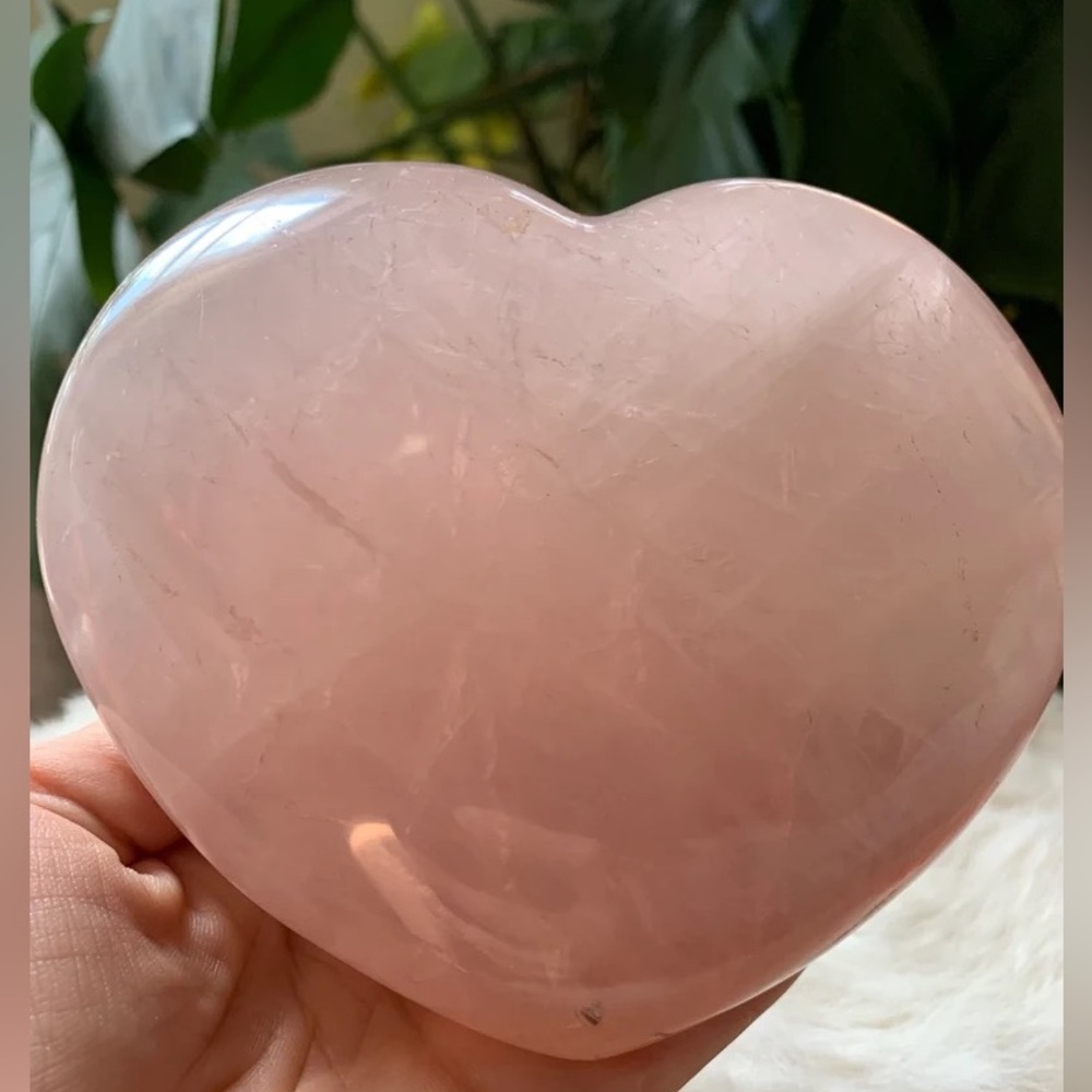 Chunky Heart Rose Quartz Heart Shaped Crystal of Love Self Love Large Puffy - Picture 4 of 7